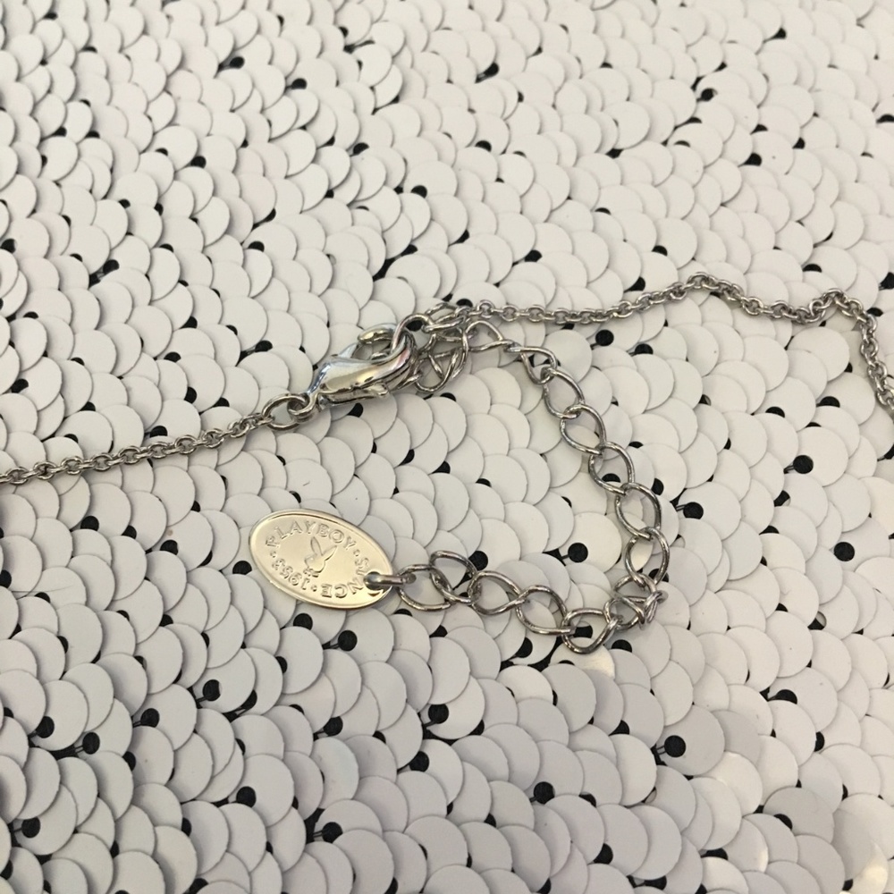 Playboy Necklace Platinum Plated Bunny Letter F - Picture 5 of 5